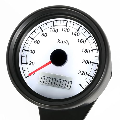 ライズコーポレーション LEDスピードメーター ブラックボディ/ホワイトパネル 電気式 240km/h 60mm バイク オートバイ