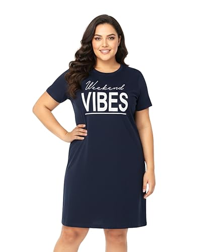 Image of Real Basics Women's Cotton Printed Knee Length Nightdress