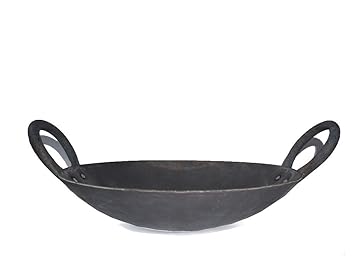 Super HK Iron/Loha/Lokhand Black Premium Durable kadhai for Cooking with Handle Branded 10 inch 1.8 LTR Standard Size