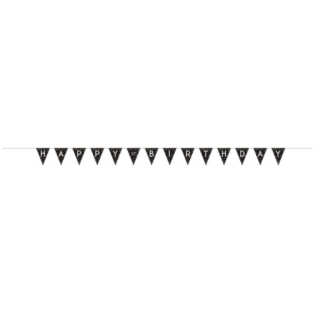 Gold Sparkling Celebration Add an Age Pennant Banners 3.96m, 1 Pack, Pack of 1