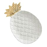 NUOBESTY Cerámico Pi A Bandeja Comida Comida de Pi?a de Cerámica para Aperitivos de Aperitivos Blanca Multifuncionales Almacenamiento de Baratijas Organizador de 19. 5X13. Bandeja Comida