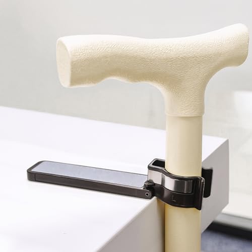 RUNE&SUKYCES Universal Cane Holder Mount Adjustable Non-Slip Clamp for Table Bed Wheelchair Heavy Duty Support for Walking Canes Easy Installation Black