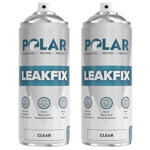 Polar Leak Fix Spray - 2 x 400ml, Clear - Instant Waterproof Sealant for Roofs, Pipe & Gutter Repairs - Fills, Seals Cracks & Stops Leaks - Interior & Exterior option