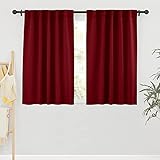 RYB HOME Window Curtains Blackout - Thermal Insulated Bedroom Drapes, Room Darkening Panels for Bathroom Nursery Short Curtains, Wide 42 by Long 45, Burgundy Red, 2 Pcs