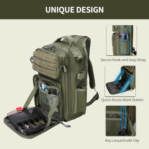Image of Fishing Backpack with Rod Holder, Fishing Tackle Bag