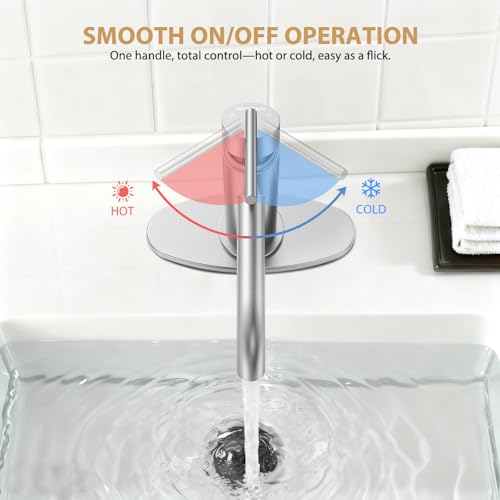 Brushed Nickel Bathroom Faucet for Single Handle,HURRAN Bathroom Faucet 1 Hole with Pop-up Drain and Deck,Fits 1 Hole or 3 Hole Installations for Vanity,Bathroom & RV by Hurran - Used condition - Image 5