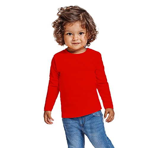 Camiseta de Manga Larga para Bebés   Prenda Unisex de Abrigo con Colores Vivos en algodón Suave, cálida y cómoda (18 Meses, Rojo)