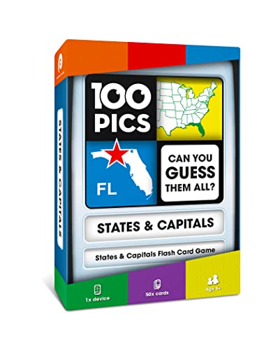 100 PICS US States & Capitals Flash Cards | All 50 States and Capitals to Learn | Fun and Functional Case | Ultimate Flashcards for United States...