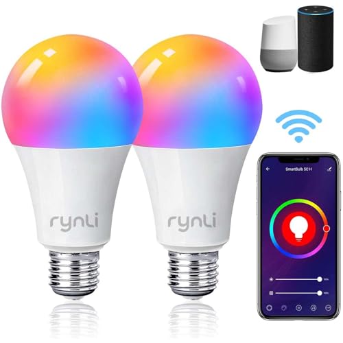 E27 Smart WiFi Bulbs 2 Pack, 9 W LED Smart Light Bulbs, 900 lm, RGB Colour Changing, Dimmable 2700-6500 K, Works with Alexa and Google Home, App and Voice Control, No Hub Required