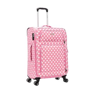 24" Medium Super Lightweight 4 Wheel Suitcase Luggage Expandable with Wheels 3Kg 69L Capacity Check in Pink
