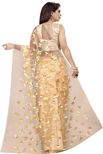 Download Buy Craz Hub Women S Embossed 3d Net Butterfly Saree With Blouse Cream At Amazon In
