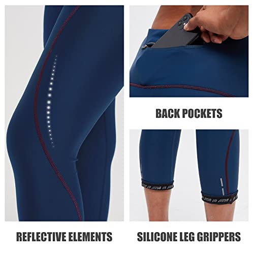 BALEAF Calça feminina de bicicleta cintura alta acolchoada 4D shorts capri ciclismo 3/4 bolsos meia-