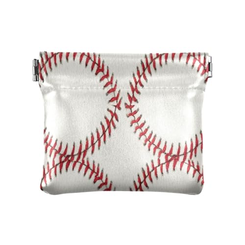 Baseball Stitches Coin Purse Leather Pouch Change Purse, Squeeze Coin Pouch for Cards, Keys & Lipsticks, Unisex