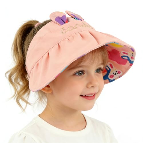 Image of SNOWIE SOFT Wide Brim Sun Hat for Kids Girls with Neck Flap Shawl, UPF 50+ Adjustable Chin Strap Sun Protection Hat for Girls 2-10 Years Old, Summer Breathable Sun Visor Hat Windproof Beach Hat