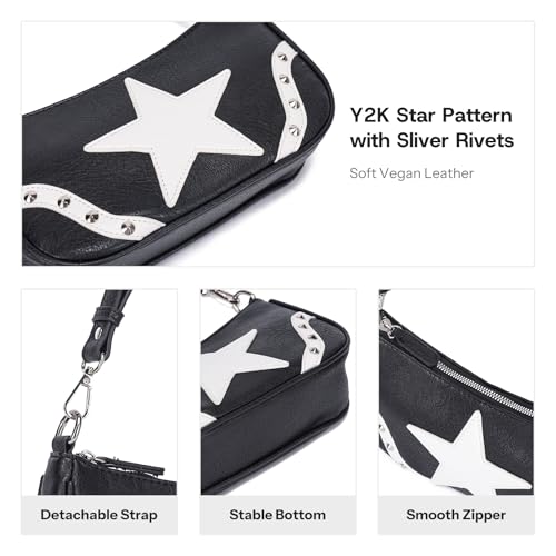 Y2K Bag Small Shoulder Purses for Women Vintage Studded Star Purse4