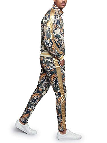 G-Style Usa Men's Royal Floral Tiger Track Suit St559 - Off-White - X-Large #TOP1