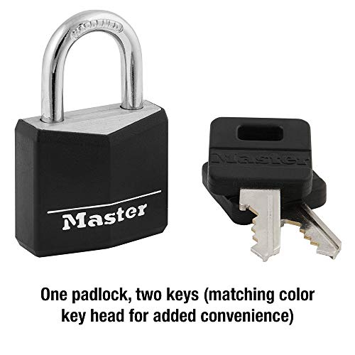 Master Lock 131D 1-3/16\" Wide Covered Aluminum Keyed Padlock, One Pack, Black - Thumbnail 5