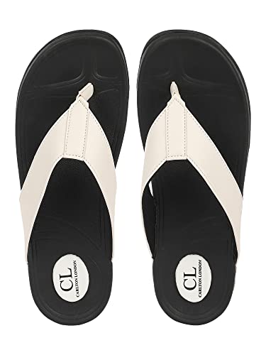 Carlton London mens White Men's Thong Sandals Flat Sandal