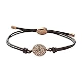 Fossil Pulsera Para Mujer, 63mm Pulsera Ajustable De Cuero Marrón Y Acero Inoxidable, JF00118791
