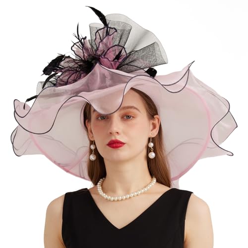 Sombrero Derby de Organza para Mujer con Ala Ancha