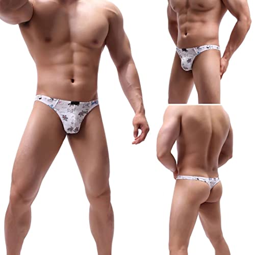 Pdbokew Men's Cotton Thong Underwear Cute Cartoon Pouch Underwear 6Pack M #TOP5