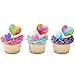 DECOPAC Rainbow Prism Heart Cupcake Rings, Cake Toppers, Multicolored Food Safe Decorations For Parties– 24 Pack