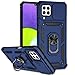 Tothedu Case for Galaxy A22 Case, Samsung A22/Galaxy M32 Global/Galaxy M22 Case with Slide Camera Cover, Built-in 360° Rotate Ring Kickstand Magnetic Shockproof Phone Cover for Samsung Galaxy A22 Blue