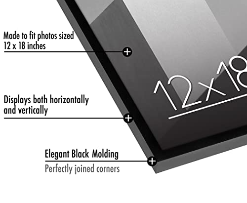 Americanflat 12x18 Poster Frame with Polished Plexiglass - Streamline Collection - Thin Border Picture Frame for Wall Display - Hanging Hardware Included - Black