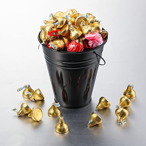 Sadnyy 6 Pack Small Black Metal Galvanized Buckets with Handle 5\" Mini Metal Buckets Pails 2026 Graduation Party Candy Container Table Centerpiece for Halloween Party Candy Vase - Thumbnail 4