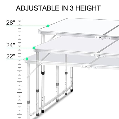 BARGAIN FACTORY 4ft Heavy Duty Folding Table Picnic Table Sturdy Metal Frame With Handle, Adjustable Height Portable Waterproof Easy to Carry Ideal for BBQ Party Camping, Beach, Indoor & Outdoor Use - Image 3