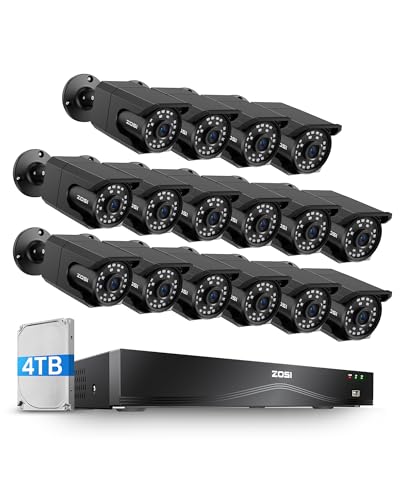 ZOSI 4K 16CH PoE Security Camera System, 16 x 8MP