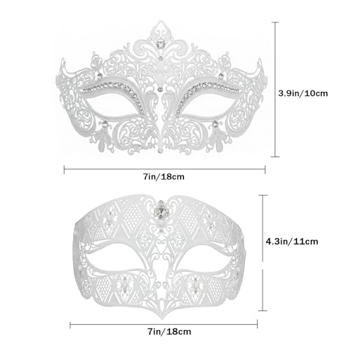 Image of Coddsmz Couples Venetian Masquerade Mask Set Luxury Style Princess Party Mask for Couples Women and Men Mardi Gras Masks