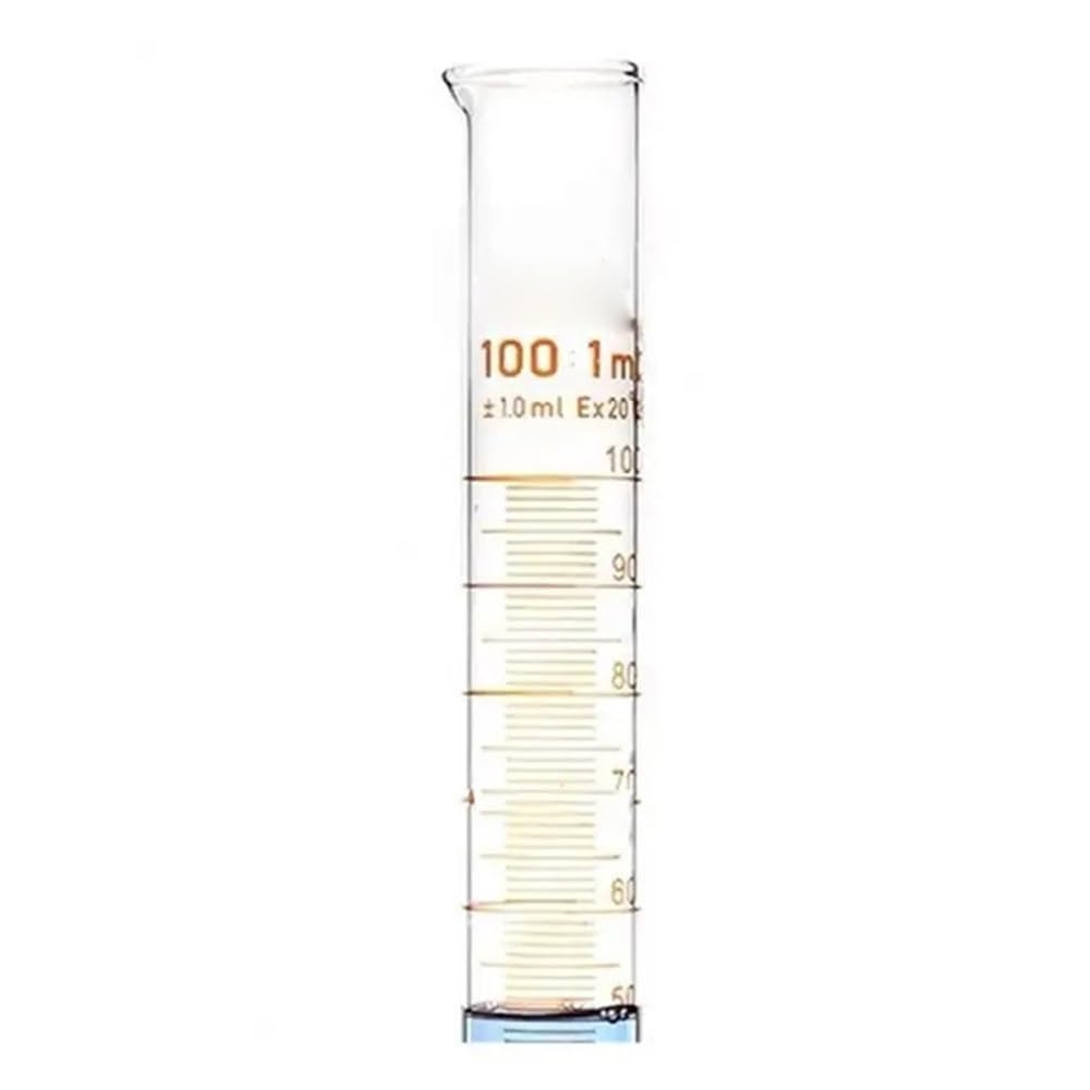 medición de laboratorio. Probeta graduada de vidrio de borosilicato de 100 ml, calibre 3.3, con boquilla, cristalería de laboratorio