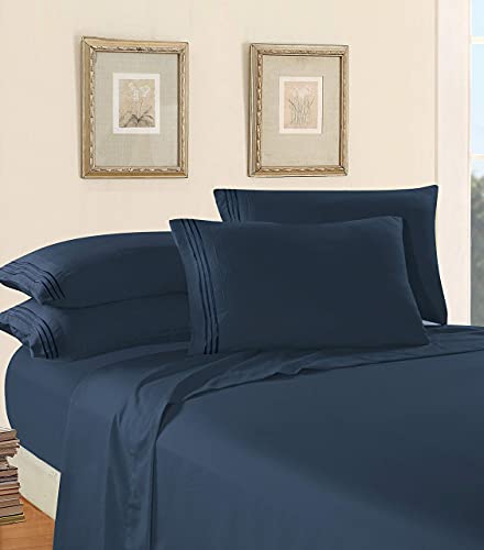 Elegant Comfort 612RW-QUEEN-NAVY Luxury Soft 1500 Premier Egyptian 4-Piece Premium Hotel Quality Wrinkle Resistant Coziest Bedding Set, All Around Elastic Fitted Sheet thumb #2
