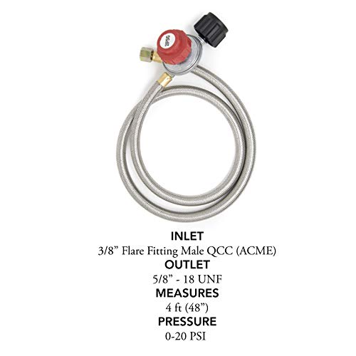 Gas One 2113 0-20PSI Propane Regulator with Hose 4 ft - Thumbnail 2