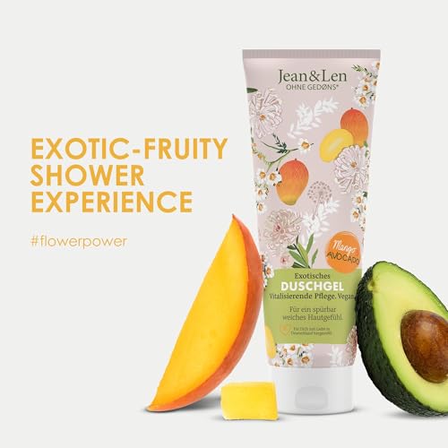 Jean-Len-Exotic-Shower-Gel-Mango-Avocado-revitalizing-formulation-for-a-noticeably-smooth-skin-feeling-gentle-skin-cleansing-without-parabens-silicones-vegan-shower-gel-845-Fl-Oz