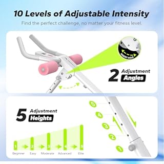 MERACH Ab Machine, Ab Workout Equipment, Adjustable Ab Trainer Machine for Abs Workout at Home Gym, Foldable, Knee Protection, Abdominal Trainer for Stomach Workout (Pink)