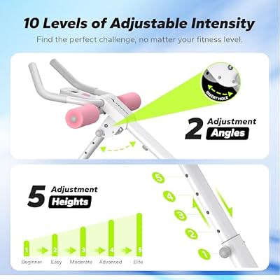 MERACH Ab Machine, Ab Workout Equipment, Adjustable Ab Trainer Machine for Abs Workout at Home Gym, Foldable, Knee Protection, Abdominal Trainer for Stomach Workout