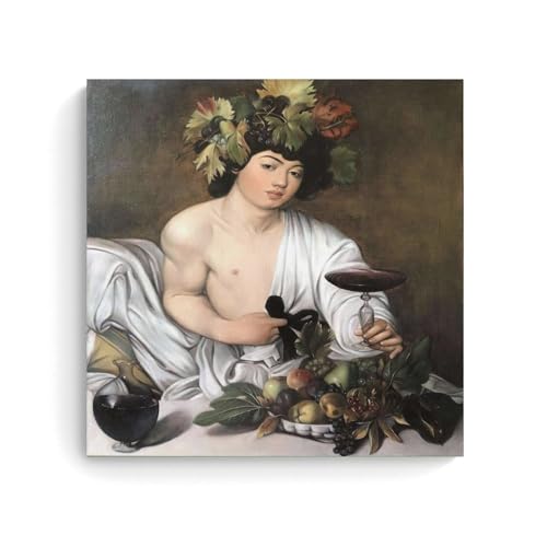 Poster Caravage Bacchus impression sur toile HDMINE 50x50 cm pour salon