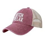 VXIMURVEL Bitch Relax Hats Denim Mesh Baseball Caps Trucker Hats
