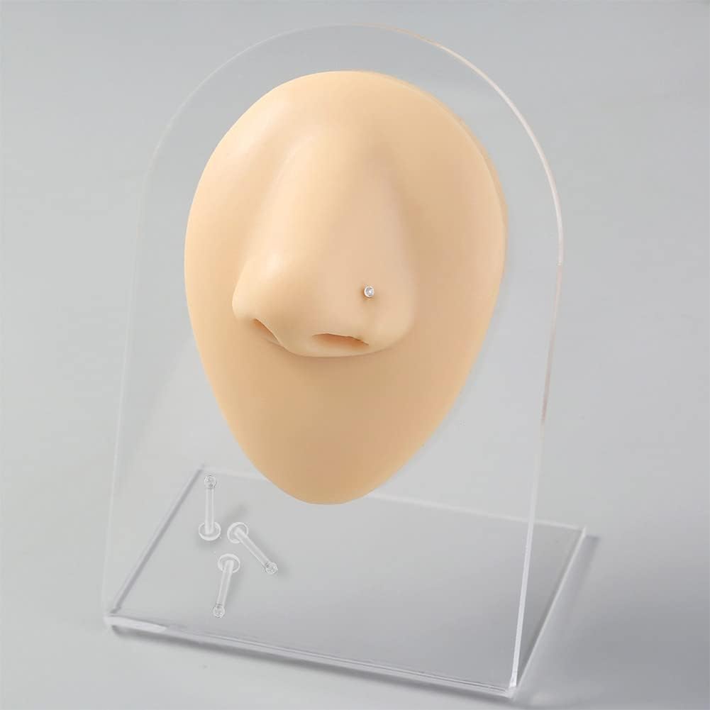 5-Pack Clear Bioflex Flat Top Nose Ring Bone Retainers