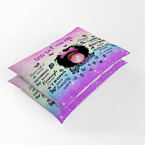 African American Black Girl Duvet Cover Set,Black Girl Magic Bedding Set Full Size,Cute Little Afro Black Princess Bed Comforter Cover Sets,Girl Bedroom Room Decor(1 Duve Cover +2 Pillowcases #TOP2