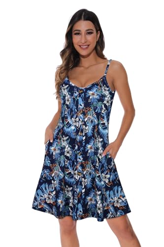 Image of JOELLYUS Summer Dresses for Women Spaghetti Strap Button Down Casual Sundress Beach Cover Up Dress with Pockets 2026
