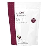 Bariatric Advantage Multi Chewy Bite - Soft Chew Multivitamin for Bariatric Surgery Patients - Chewable Multivitamin with Folic Acid, Vitamin D3 & More - Dark Cherry Flavor - 60 Count
