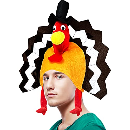 Bnikion Plush Thanksgiving Turkey Hat with Head Legs and Tail Fancy Dress Accessory Thanksgiving Costume Party