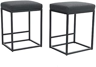 2 Bar Stools with Footrest, Kitchen Chairs PU Leather, Backless Stool, Counter Stool, Bistro Stool, for Indoor Outdoor Dining Room, Home Bar, Coffee Chairs, Small (Black)