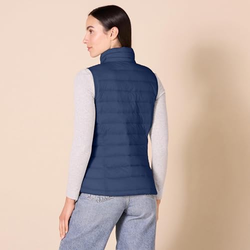 Amazon Essentials Damen Leichte wasserabweisende und packbare Steppweste, Navy, L