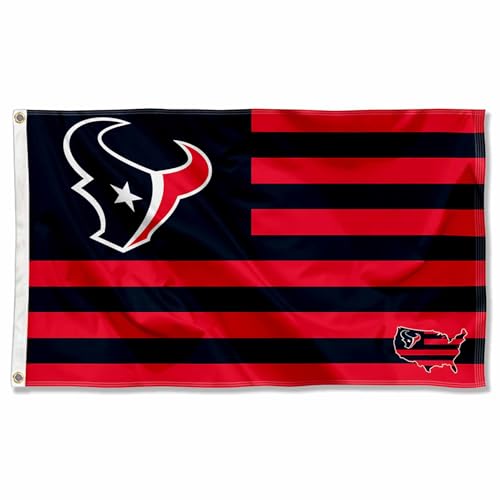 Houston Texans USA American Nation Stripes 3x5 Grommet Flag