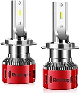 Rovtop H7 LED Headlight Bulbs TX SMD LED Chips All-in-One Conversion Kit 10000LM Head Lamps Car Replacement Lights of Halogen and Xenon Kit, 60W 6000K White 9V-36V, Pack of 2