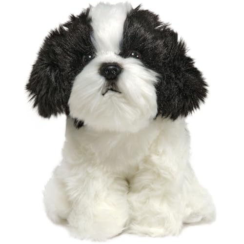 Bearington Black & White Dog 13 in Stuffed Dog - Puppy Stuffed Animal - Plush Shih Tzu Animal